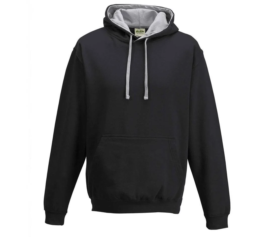 AWDIS JH003 Varsity Hoodie – Jet Black/ Heather Grey