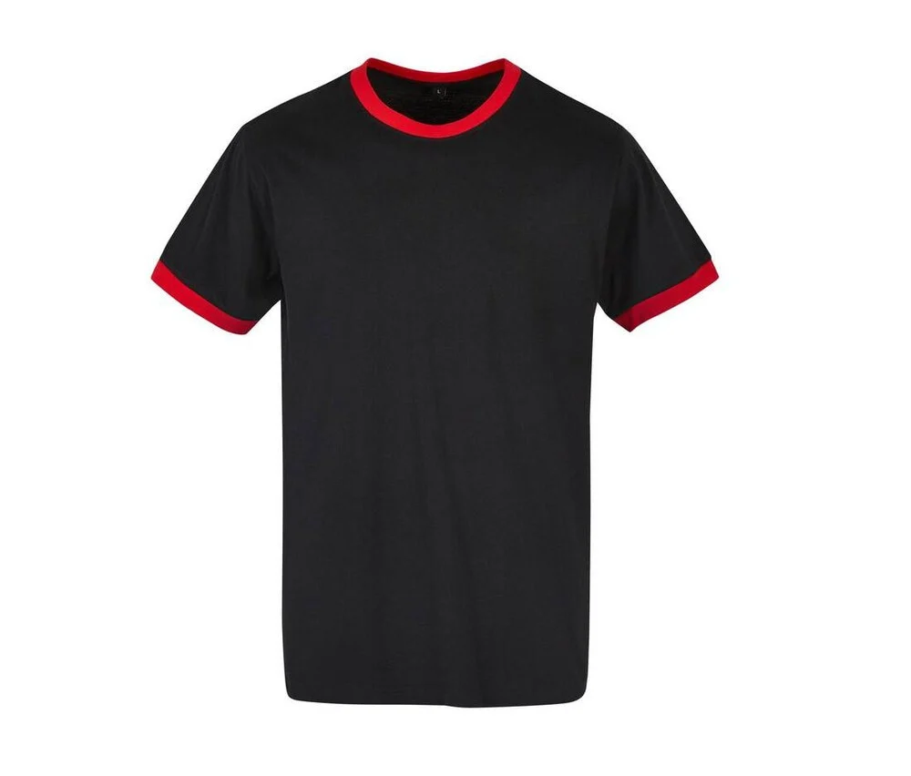 Build Your Brand BYB022 Ringer T-shirt – Black / City Red