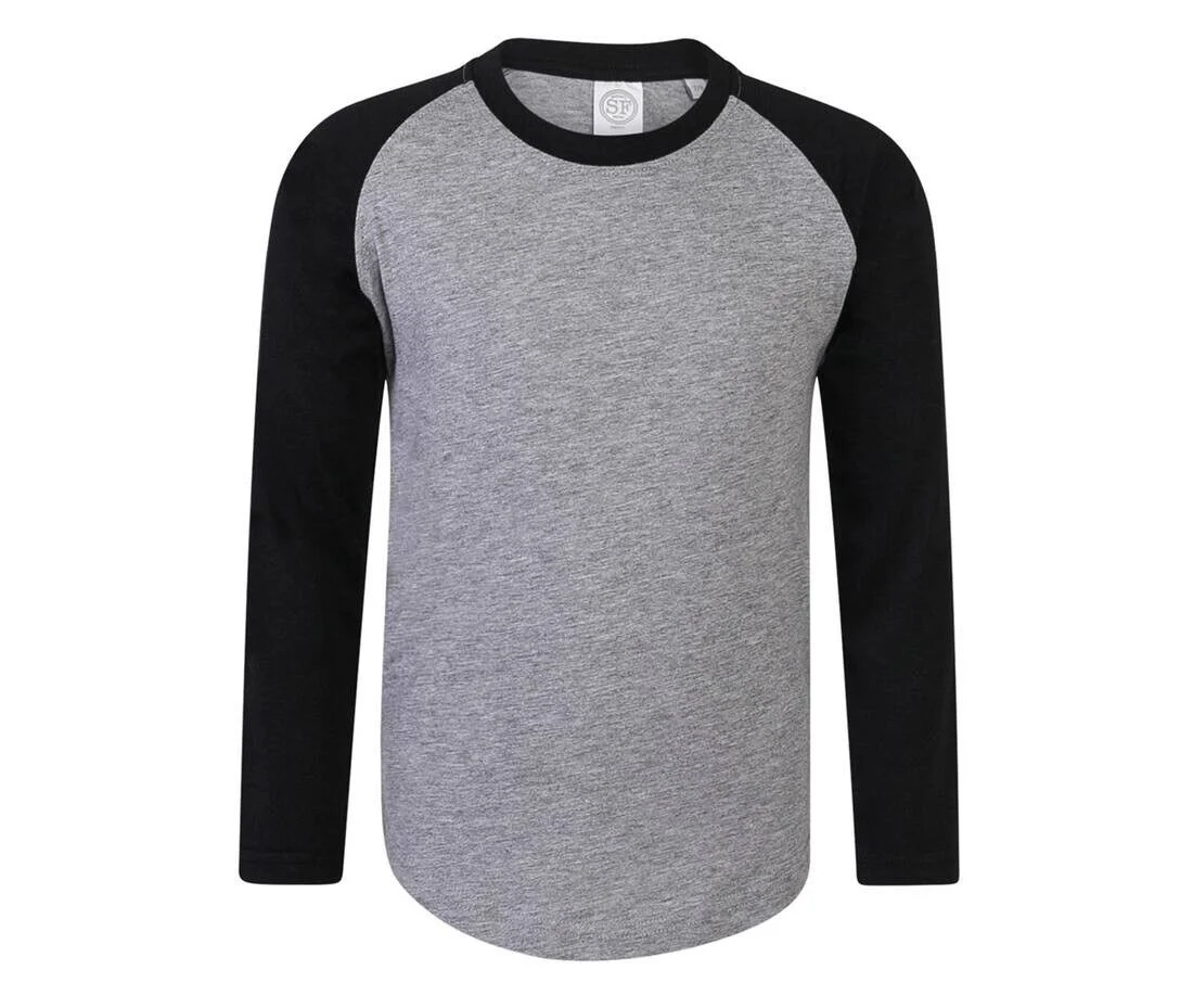 Skinnifit SM271 T-shirt Lange Mouwen Kinderen – Heide Grijs/Zwart