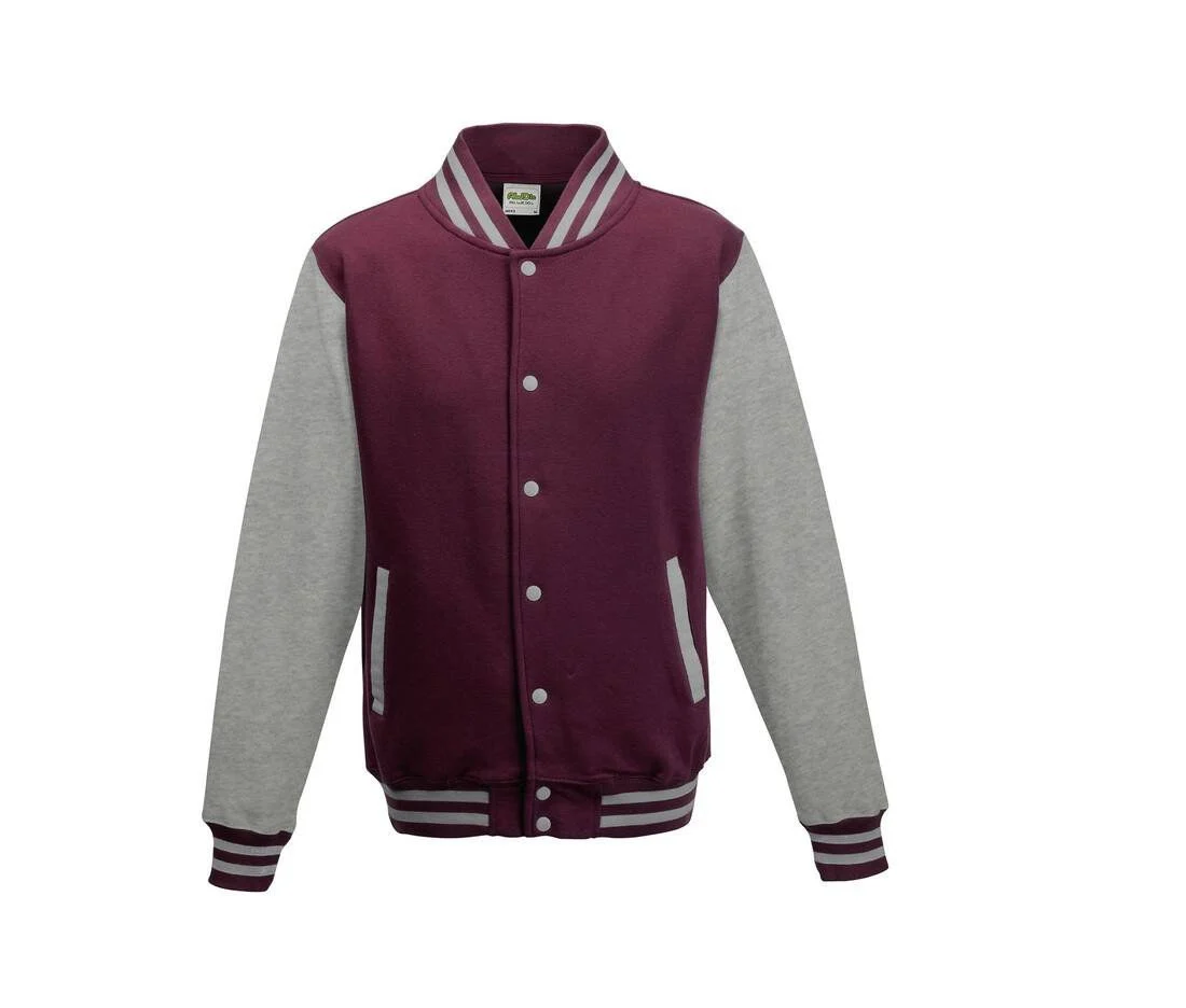 AWDIS JH043 Varsity Collegejas – Burgundy / Heather Grey