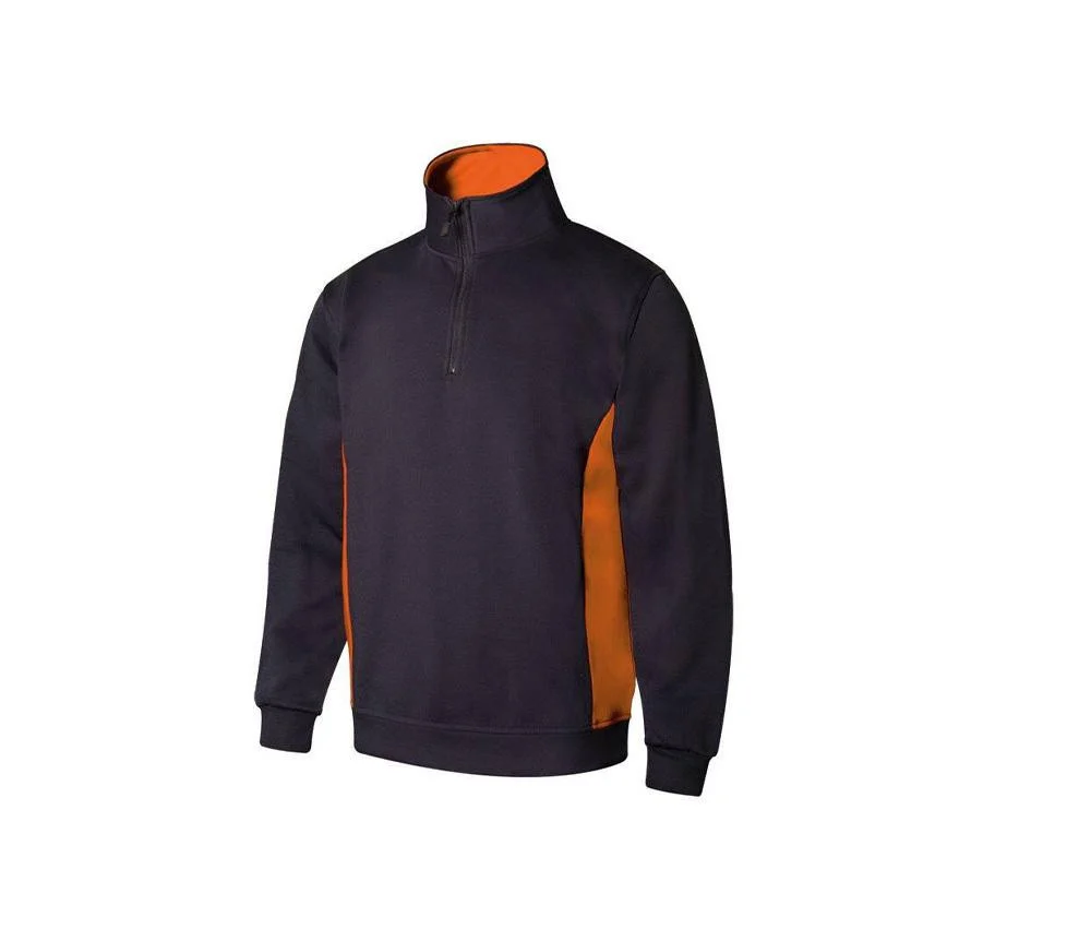 Velilla V5704 Bicolor Sweater met Ritskraag – Navy / Orange