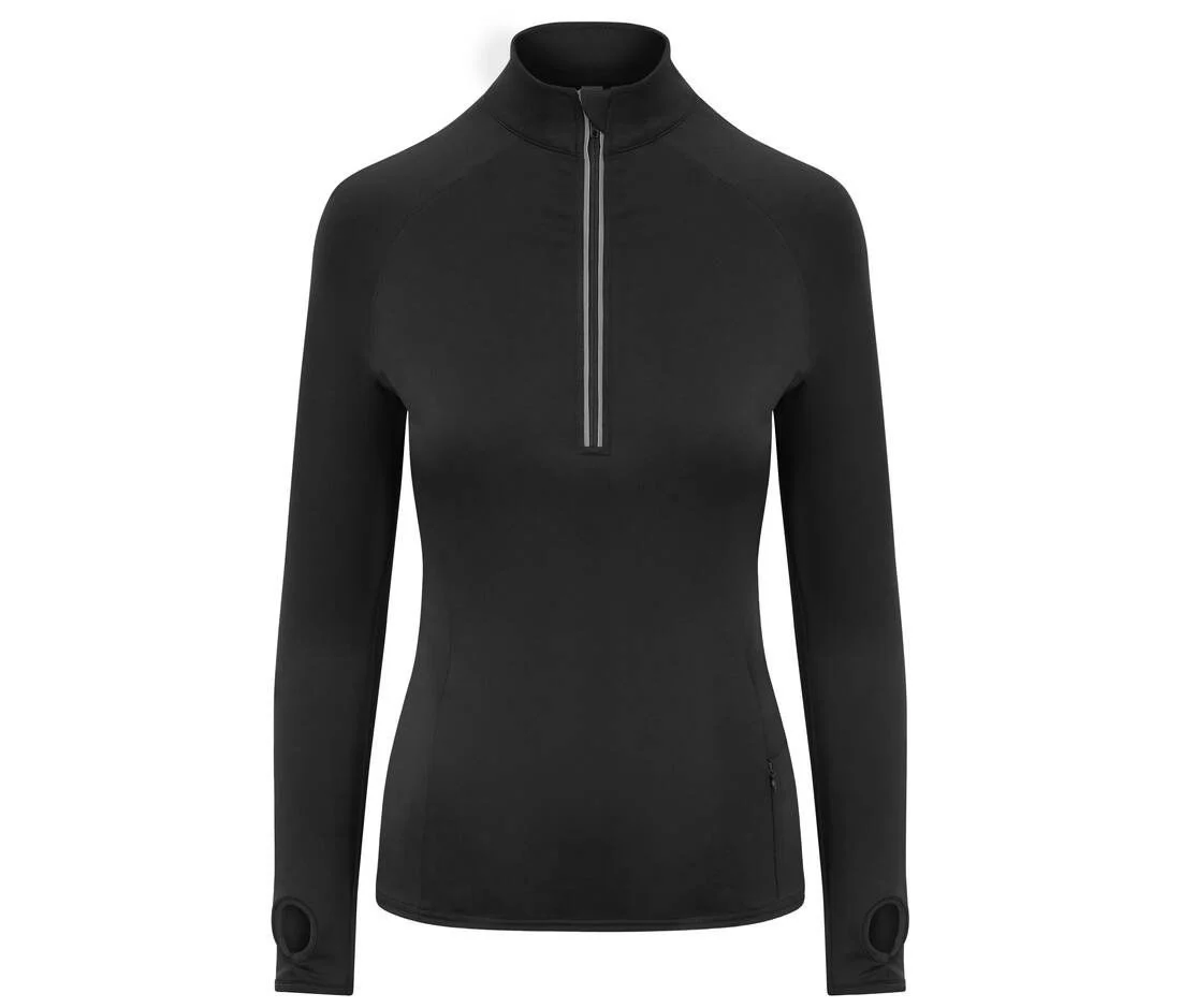 Just Cool JC035 Cool Flex Sporttop met Halve Rits Dames – Jet Black